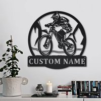 Downhill Mountain Biking Monogramm Metallschild Kunst, Individuelles Mountainbike Metallschild, Biker Liebhaber Schild Dekoration Für Wohnzimmer von CratifyCreations