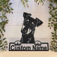 Manchester Terrier Hund Metallschild Kunst, Individuelle Metall Wandkunst, Hundenamensschild Wandbehang Zur Dekoration von CratifyCreations