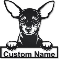 Miniatur Pinscher Hund Metallschild Kunst, Individuelle Metall Wandkunst, Hunde Namensschild, Wandbehang Zur Dekoration von CratifyCreations