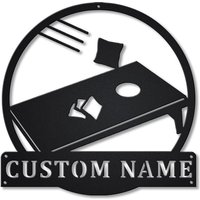 Personalisiertes Cornhole-Monogramm-Metallschild, Personalisiertes Cornhole-Metallschild, Cornhole-Liebhaber-Schild, Dekoration Für Wohnzimmer von CratifyCreations