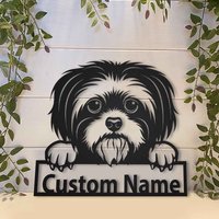 Shih Tzu Hund Metallschild Kunst, Individuelles Metallschild, Hundenamensschild, Wanddekoration, Wandbehang von CratifyCreations