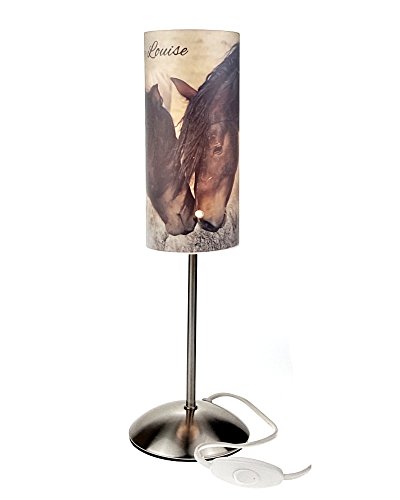 CreaDesign TI-1116 Pferde Nachttischlampe Kinderzimmer mit Namen, Kinder Tischlampe/Schlummerlicht mit Schalter für Steckdose, E14, 38 cm hoch von CreaDesign