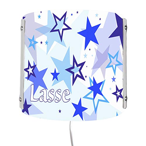 CreaDesign WA-1030-01, Sterne blau, Kinderzimmer Wandlampe personalisiert mit Namen, Nachtlicht/Schlummerlicht für Steckdose, E14, 22 x 22,5 x 8,5 cm von CreaDesign