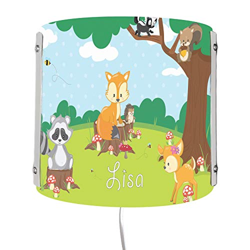 CreaDesign WA-1042, Waldtiere, Kinderzimmer Wandlampe personalisiert mit Namen, Nachtlicht/Schlummerlicht für Steckdose, E14, 22 x 22,5 x 8,5 cm von CreaDesign