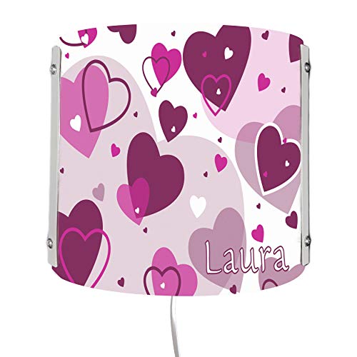 CreaDesign WA-1123-09, Herz brombeere, Kinderzimmer Wandlampe personalisiert mit Namen, Nachtlicht/Schlummerlicht für Steckdose, E14, 22 x 22,5 x 8,5 cm von CreaDesign