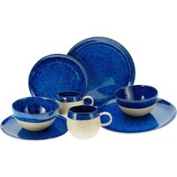 CreaTable Kombiservice "Geschirr-Set Deep Blue Sea", (Set, 8 tlg., Kaffeeservice und Tafelservice im Set, für 2 Personen), Service, jedes Stück ist ein Unikat, 8 Teile, für 2 Personen von Creatable