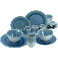 CreaTable Kombiservice "Geschirr-Set Aquarius", (Set, 16 tlg., Kaffeeservice und Tafelservice im Set, für 4 Personen), Service, Reaktivglasur, satte Haptik, 16 Teile, für 4 Personen von Creatable