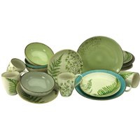 CreaTable Kombiservice "Geschirr-Set Botanica", (Set, 16 tlg., Kaffeeservice und Tafelservice im Set, für 4 Personen), Service, unifarbenes Dekor mit Blattmotive, 16 Teile, für 4 Personen von Creatable