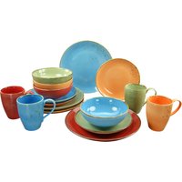 CreaTable Kombiservice "Geschirr-Set NATURE COLLECTION Summer", (Set, 16 tlg., Kaffeeservice und Tafelservice im Set, für 4 Personen), Service, Naturfarben mit Sprenkeln, 16 Teile, für 4 Personen von Creatable