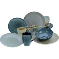 CreaTable Kombiservice "Geschirr-Set Reactive", (Set, 16 tlg., Kaffeeservice und Tafelservice im Set, für 4 Personen), Service, nostalgische Spezialglasur, 16 Teile, für 4 Personen von Creatable