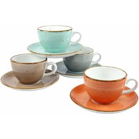 CreaTable Tasse "Tassen Set VINTAGE NATURE", (Set, 8 tlg.), 4 Kaffeetassen, 4 Untertassen von Creatable