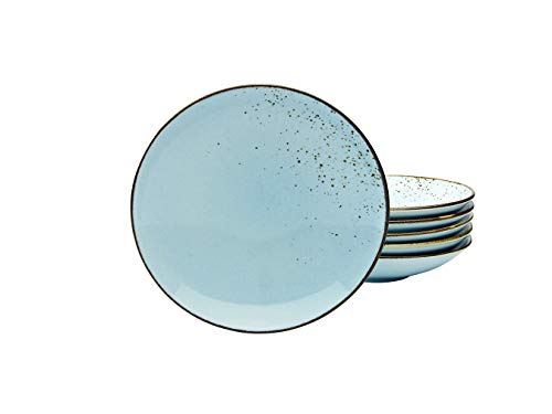 CreaTable 22 cm, LIGHTBLUE, 22066, Serie Nature Collection, 6-teiliges Geschirrset, Suppenteller aus Steinzeug, spülmaschinen-und mikrowellengeeignet, Qualitätsproduktion von Creatable