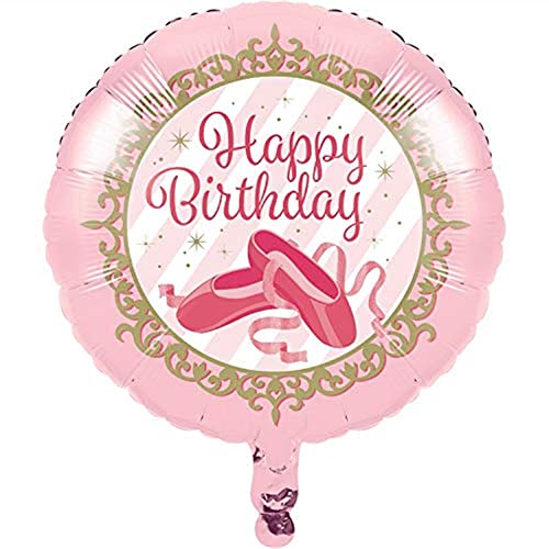 Creative Converting Partyzubehör, Twinkle Toes Ballerina Ballett Happy Birthday Folienballon, Partydekorationen, 45,7 cm, Rosa von Creative Converting
