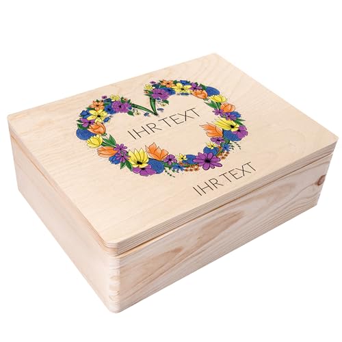 Creative Deco Personalisiert Geschenke Wunschtext Holzkiste | Dein Eigener Beliebig Text Individuelle Geschenk | Geschenkkiste Geschenkbox | Für Frauen, Männer und Paar | Blumen Motiv von Creative Deco