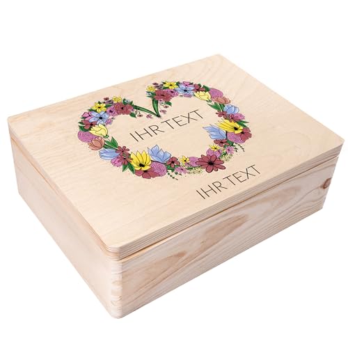 Creative Deco Personalisierte Geschenke Wunschtext Holzkiste | Dein Eigener Beliebig Text Individuelle Geschenk | Geschenkkiste Geschenkbox | Für Frauen, Männer und Paar | Blumen Motiv von Creative Deco