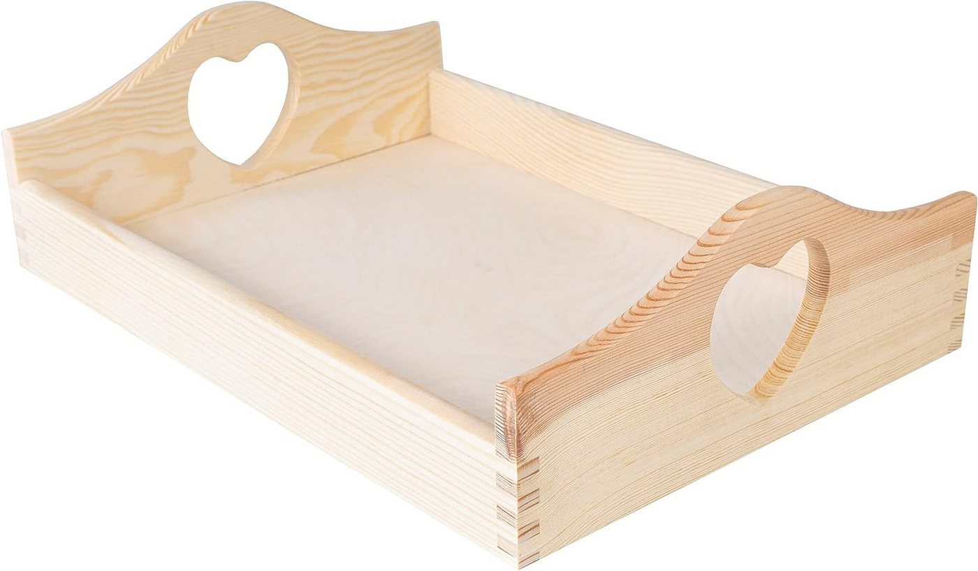 Creative Deco Tablett Serviertablett Holz mit herzförmigen Griffen, Holztablett mit Herz Griffen von Creative Deco