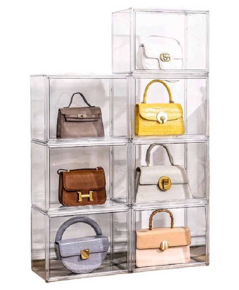 Creliv Vitrine Stapelbar, Transparent Acryl Schaukasten mit Tür (2-St., 36x27x22cm) für Tasche, Schuhe, Figuren, Modelle von Creliv