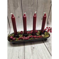 Adventskranz Rot Gold Adventstablet Moos Keramikschale Adventsgesteck Weihnachtsdekoration Stabkerzen Adventskranz Rot Gold Adventstablet Moos Keramikschale Adventsgesteck Weihnachtsdekoration Stabkerzen von CrispysDesign