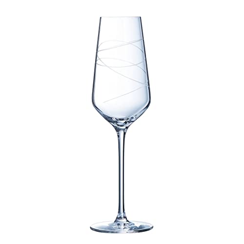 Cristal d'Arques Paris – Kollektion Abstraktion – 6 Flöte 21 cl aus Kristall – Glanz und Stärke – Dekoration Ringe – verstärkte Verpackung für den Online-Verkauf von Cristal d'Arques