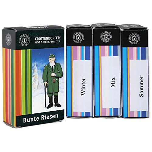 Original Crottendorfer - Riesen Räucherkerzen Set - Düfte: Bunte Riesen, Bunte Riesen Mix, Bunte Riesen Sommer, Bunte Riesen Winter - Menge: 20 Stück - Größe: XL - Made in Germany von Crottendorfer