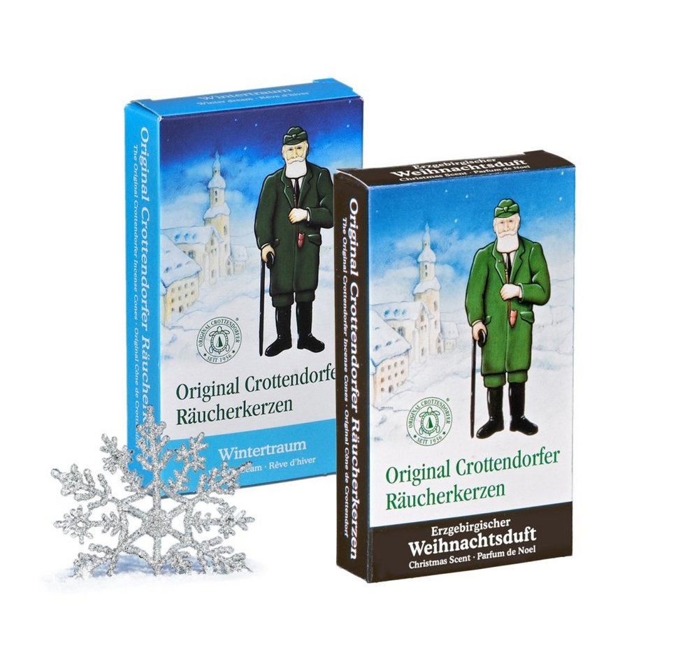 Crottendorfer Duftkerze Räucherkerzen - Erzgebirgischer Weihnachtsduft / Wintertraum, Weihnachtsdüfte im 2er Set - Made in Germany von Crottendorfer