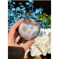 Top Qualität Druzy Pastell Blau Und Moody Mauves Blumen Achat Kugel Mit Erstaunlicher Farbe, Banding Botryoidal 89mm von CrystalsbyDG