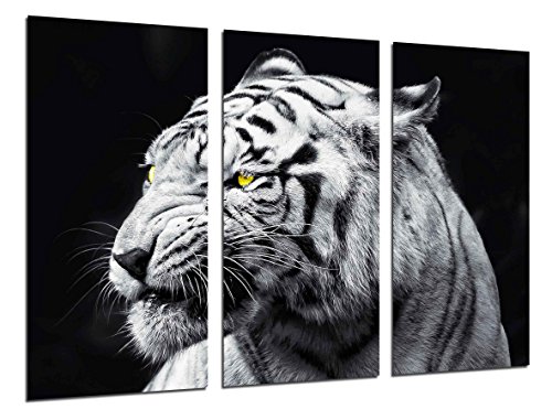 Wandbild - Wilde Tiere der Natur, weißer Tiger, 97 x 62 cm, Holzdruck - XXL Format - Kunstdruck, ref.26417 von Cuadros Camara