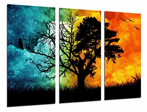 Wandbild - Baum Tag und Nacht, Natur, 97 x 62 cm, Holzdruck - XXL Format - Kunstdruck, ref.26571 von Cuadros Camara