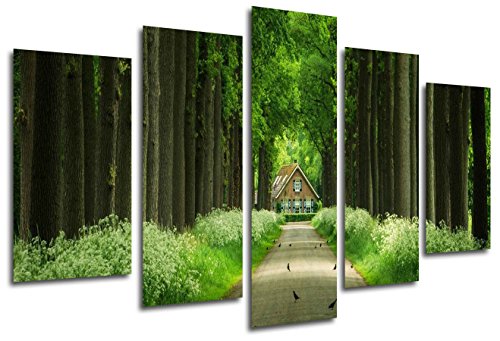 Wandbild - Holzhaus, Wald Natur, 165 x 62 cm, Holzdruck - XXL Format - Kunstdruck, ref.26339 von Cuadros Camara