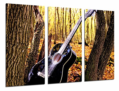 Wandbild - Gitarre in der Natur, Musik, Bäume, 97 x 62 cm, Holzdruck - XXL Format - Kunstdruck, ref.26684 von Cuadros Camara