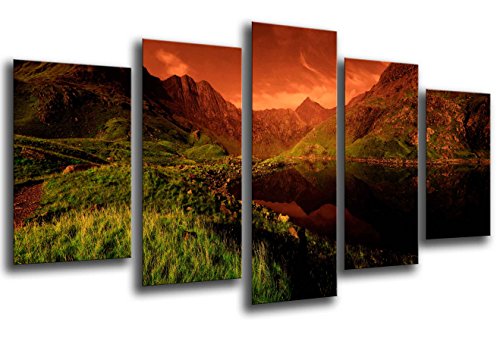 Wandbild - Landschaftssonnenuntergang auf See, Natur, 165 x 62 cm, Holzdruck - XXL Format - Kunstdruck, ref.26120 von Cuadros Camara