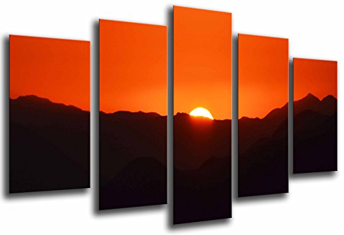 Wandbild - Natur-Horizont, Sonnenuntergang, Sonnenuntergang Orange, 165 x 62 cm, Holzdruck - XXL Format - Kunstdruck, ref.27097 von Cuadros Camara