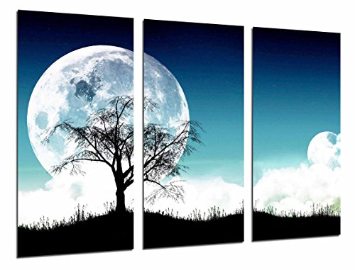 Wandbild - Natur bei Nacht, Vollmond, Baum, 97 x 62 cm, Holzdruck - XXL Format - Kunstdruck, ref.26693 von Cuadros Camara