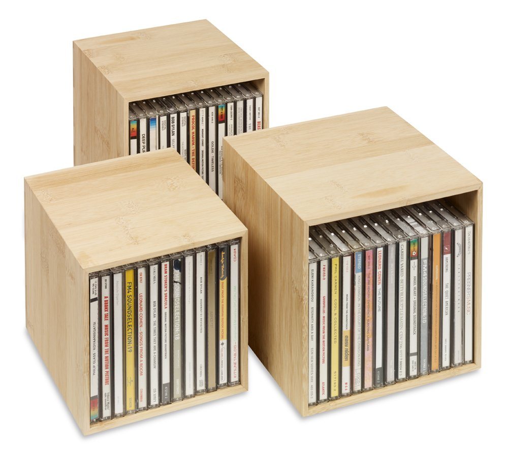 Cubix Aufbewahrungsbox cubix-CD-Boxen-Set bambus, 3 Aufbewahrungs-Boxen Holz für 40 CDs. von Cubix