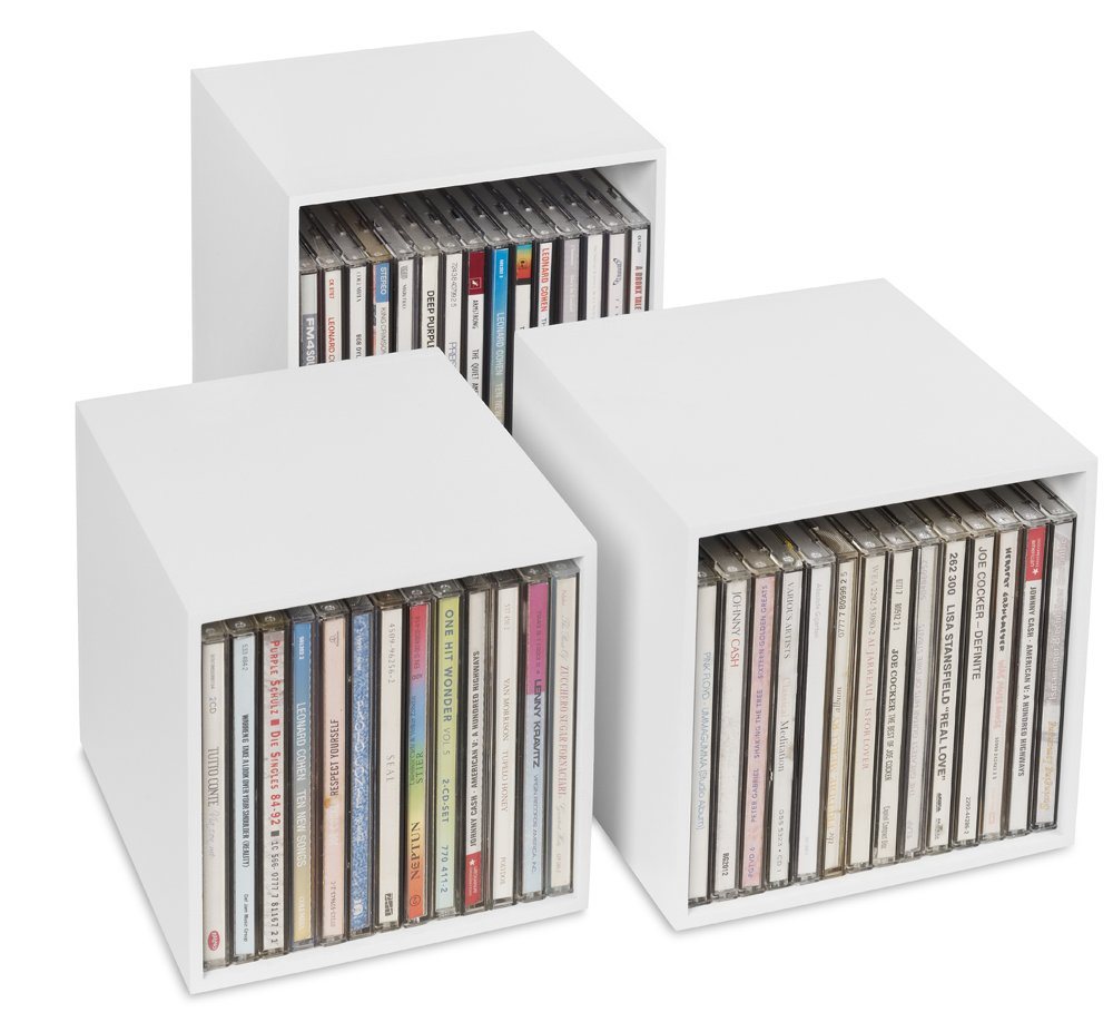 Cubix Aufbewahrungsbox cubix-CD-Boxen-Set weiss, 3 Aufbewahrungs-Boxen Holz für 40 CDs. von Cubix