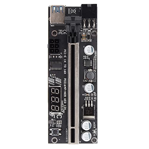 Cuifati PCI-E-Riser-Board-Karte, 6-Pin-PCI-E-Riser-Kit, 1X Bis 16X, Mining-dedizierte Grafikkartenerweiterung, PCI-E-Adapterkarte, Entwickelt für AIT-Coin-Mining, mit USB-Adapterkabel/SATA-Kabel von Cuifati