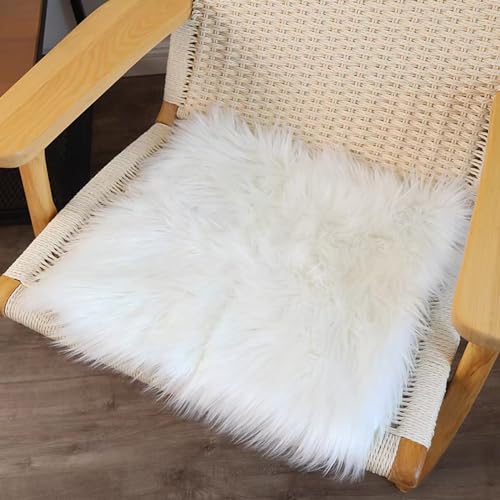 Cumay Teppich Kunstfell Fell-Teppich, Flauschiger Schaffell Lammfell Fellteppich Waschbar,Für Wohnzimmer Schlafzimmer, Stuhl,Bett,Sofa Deko Dekofell 45x45cm von Cumay