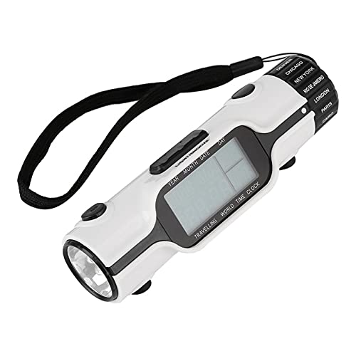 Cuque Verrückter Weltreise-Wecker mit LED-Taschenlampe, Digitaler Weltzeit-Reise-Wecker im Freien mit Thermometer, Lageruhr von Naroote
