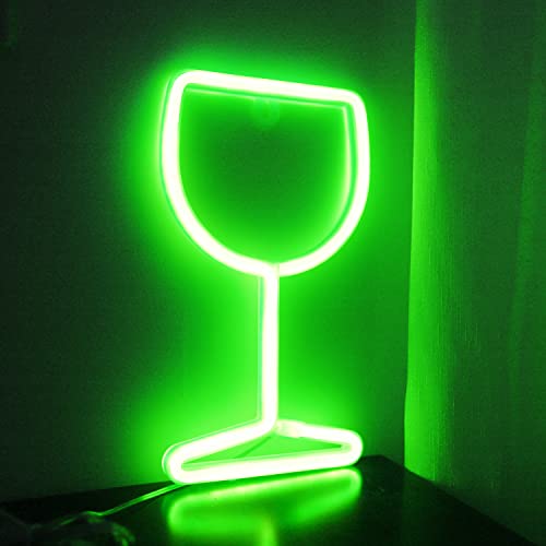 Neon Signs Weinglas-Lichter, LED-Neonlichter für Bar-Dekoration, Cool Stuff Cheer Schild Batterie/USB-betriebene Leuchtschilder für Raumdekoration, Ästhetik, Bistro, Schlafzimmer Dekor (grün) von Curyidy