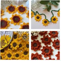 Gehäkelte Sonnenblume Applikation/Gehäkelte Sonnenblumen Girlande Abgestuftes Tablett Dekor Küchendekor von CuteAlley