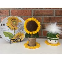 Häkeln Sonnenblume Wohndekor Topf Blume Im Geschenk Für Sie Küche Dekor Mutter Lehrer von CuteAlley