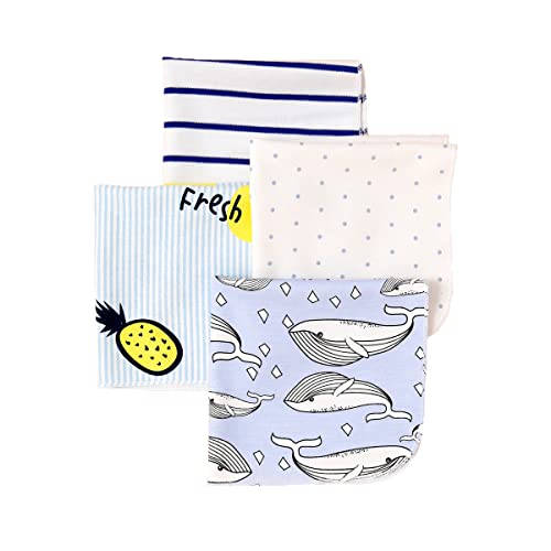 CuteOn Wiederverwendbare Neugeborene Baby Waschlappen Fütterung Abwischen Tuch Mini Baby Handtücher für empfindliche Haut 11.02" x 11.02" (Blauwal) von CuteOn