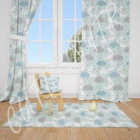 Blaue Wolken Sterne Und Mond Babyzimmer Teppich, Kissenbezug, Lampenschirm von CuteTinyTr