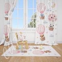 Safari Tiere Und Luftballons Baby Gardinen Kinderzimmer Fenster von CuteTinyTr