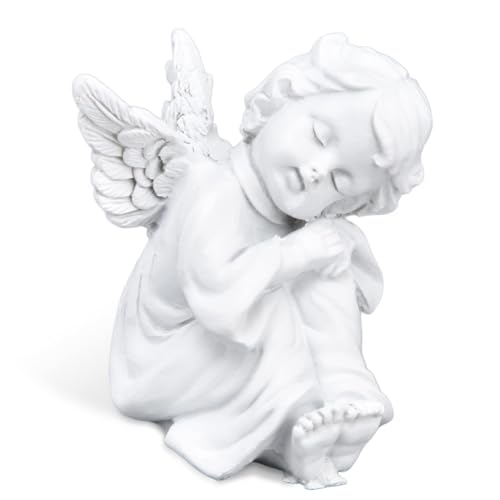 Cherubs Angels Figur, Deko Engel Figur, Kleine Schlafende Engelsstatuen Entzückende Engelsskulptur, Grabengel Sitzend Schlafend Für Indoor Outdoor Home Garden Dekoration 5.5cmx 6cm von Cyrank