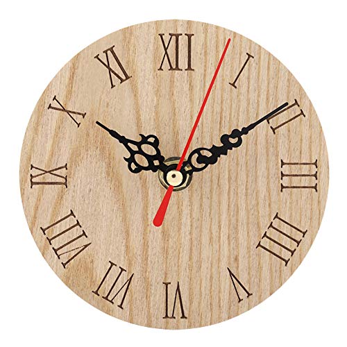 Holz Runde Stille Wanduhr, Vintage Landhausstil Holz Wanduhr für Garten Flur Outdoor Hängendes Dekor Keine Batterie(12cm) von Cyrank