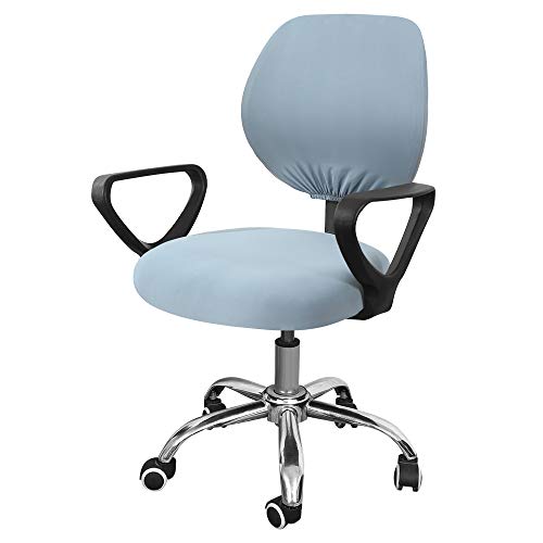 Cysincos Bürostuhl Bezug Stretch 2-Teilig Sitzbezug elastisch Bezug für Bürostuhl Computer Bürostuhl Husse Universal Drehstuhl Bezüge Set(Graublau ，35-40 cm) von Cysincos