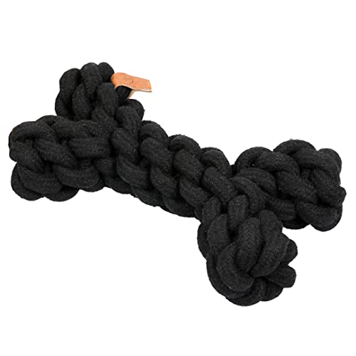 D&D Home, Hundespielzeug mit Zahnung Rope Toy S – 19 cm Schwarz, Spielzeug, 100% Baumwolle, trägt zu gesunden Zähnen und Zahnfleisch bei, ideal zum Ziehen, Spielseil in Knochenform von D&D Home