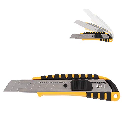D.RECT 2048 Set 5 Stück Cuttermesser mit Metallführung Klinge 18mm mit gummiertem Griff Teppichmesser Universalmesser Profi Cutter/Messer von D.RECT