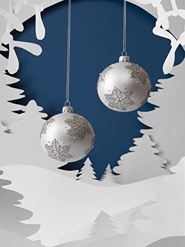 2 Glas Weihnachten Weihnachtskugeln mit Glitzer Schneeflocke Muster von DAGMARA My Christmas